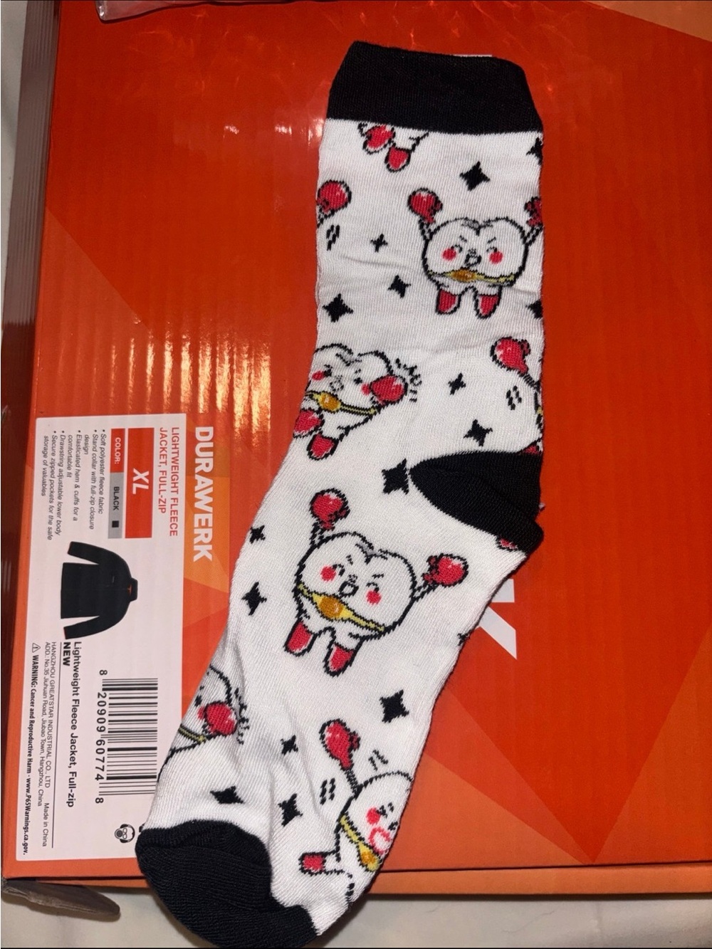 White and Black Novelty Cartoon Socks - Men